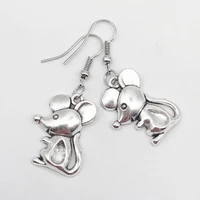 exquisite cute cartoon mouse earrings vintage silver mouse earrings ladies fashion jewelry gift