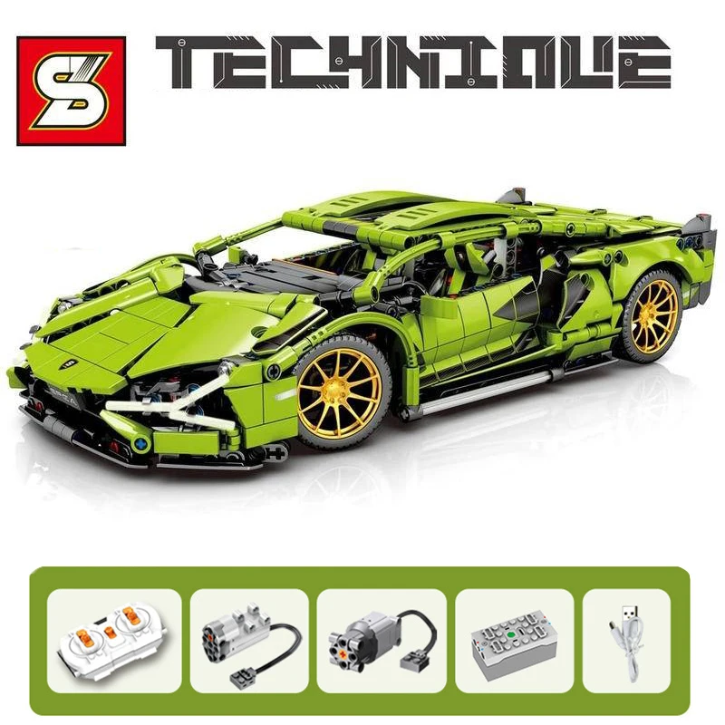 

Technic Racing Building Blocks MOC Simulation Green Super Sports RC Car Model Bricks Kids Toys Boyfriend Gift for Adult 8600