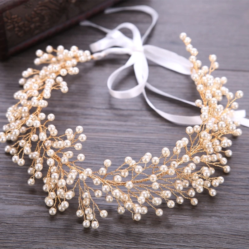

Bride Hair Band Pearl Decoration Wedding Women Jewelry Headband Headpieces Gifts