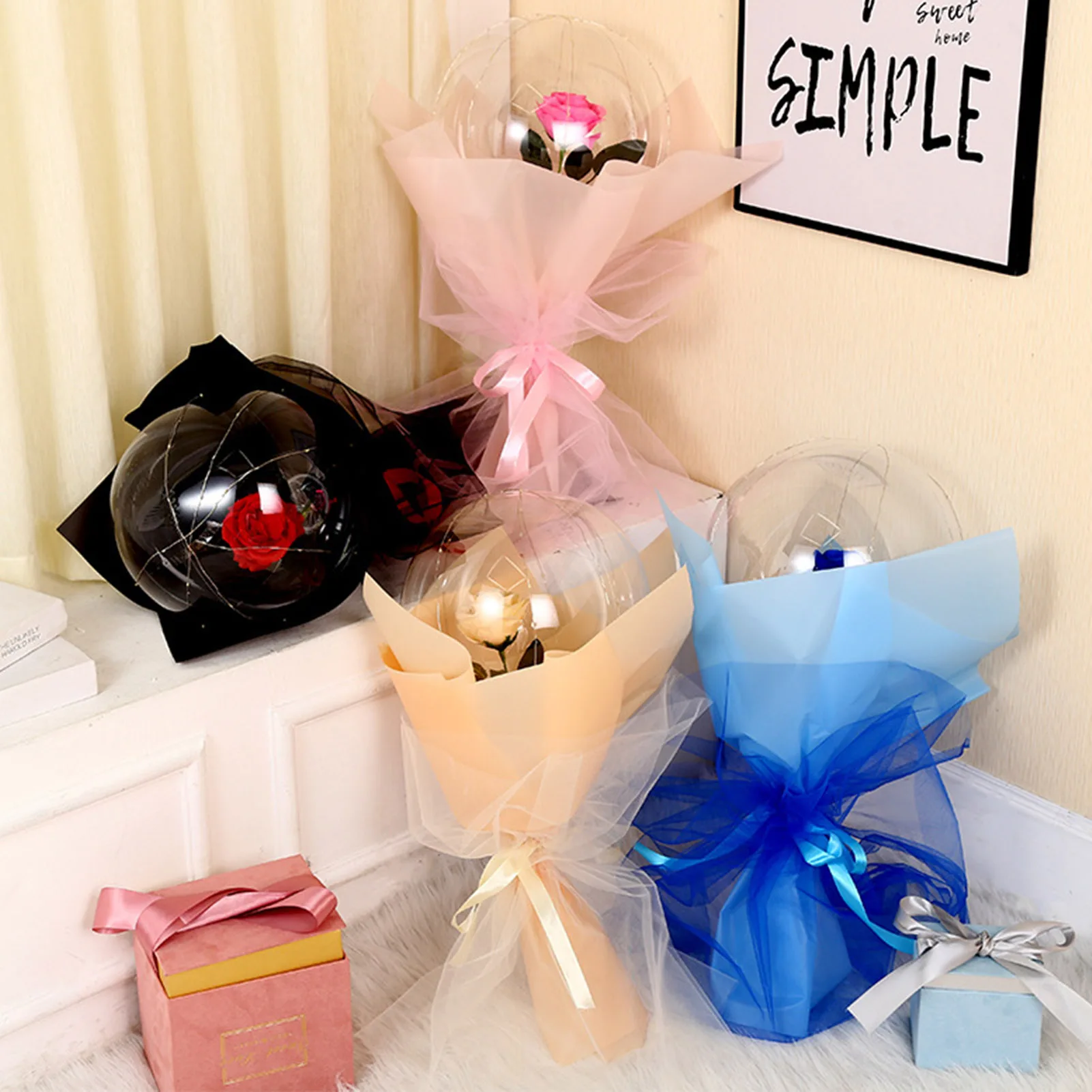 LED Balloon Luminous Rose Bouquet DIY Best Gifts For Valentine's Day Christmas Party Wedding Decoration Romantic Globes | Дом и сад