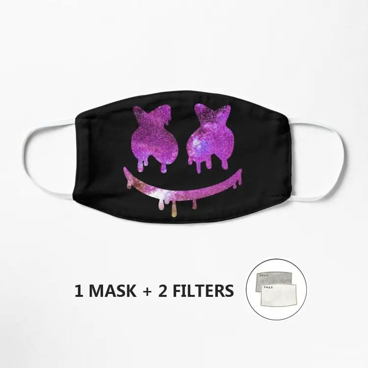 

Marshmello маска с космическим рисунком для женщин и девочек маска для лица хлопковая ткань моющийся фильтр карман унисекс хлопок
