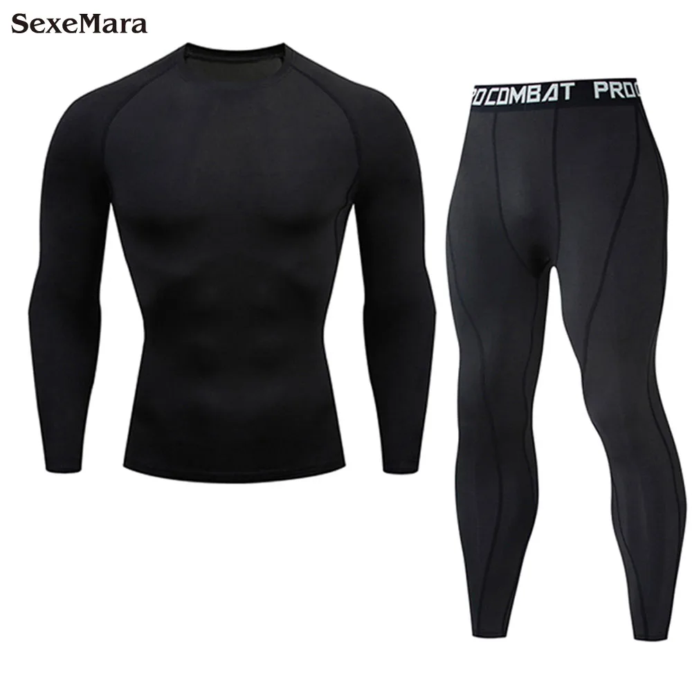 Мужские комплекты для тренировок компрессионная одежда с длинным рукавом