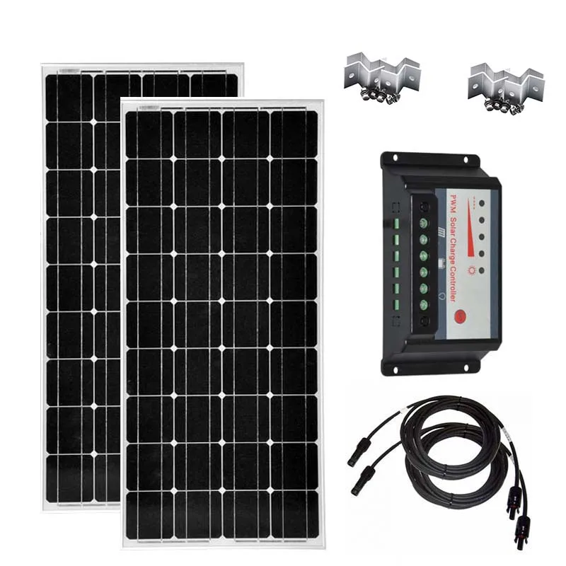 Набор солнечных панелей 100w 200w 300w 400w 12v 220v для домашнего контроллера заряда 12 v/24 v 30A PV кабель Z Кронштейн Mc4 разъем для дома