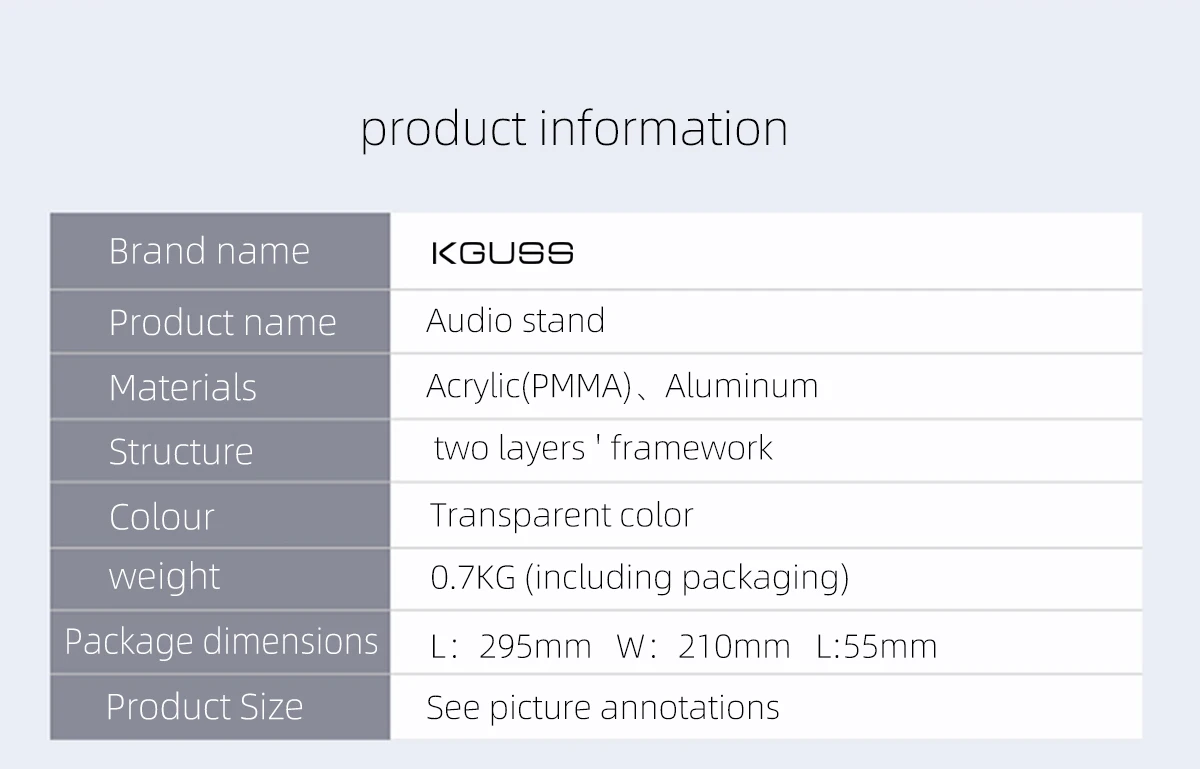 KGUSS ES8 Exquisite acrylic frame HIFI amplifier amp decoder frame rack transparent equipment