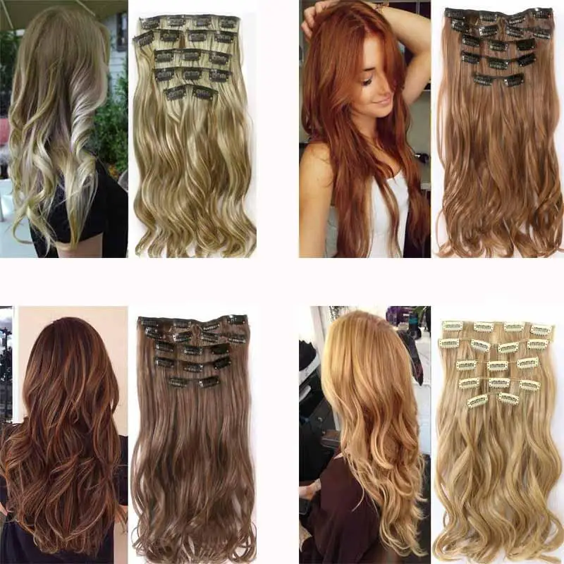 MERISI HAIR 22 синтетические глубокие волнистые волосы термостойкие светильник-Коричневые Серые светлые женские волосы набор для наращивания с зажимом Омбре