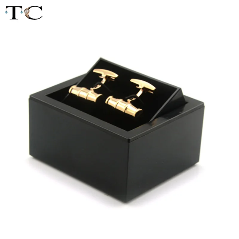 

Black Luxury Cufflink Box Cuff Flip Rotating Gift Box Link Neck Tie Storage Box Travel Mens Jewelry Display Packing Box