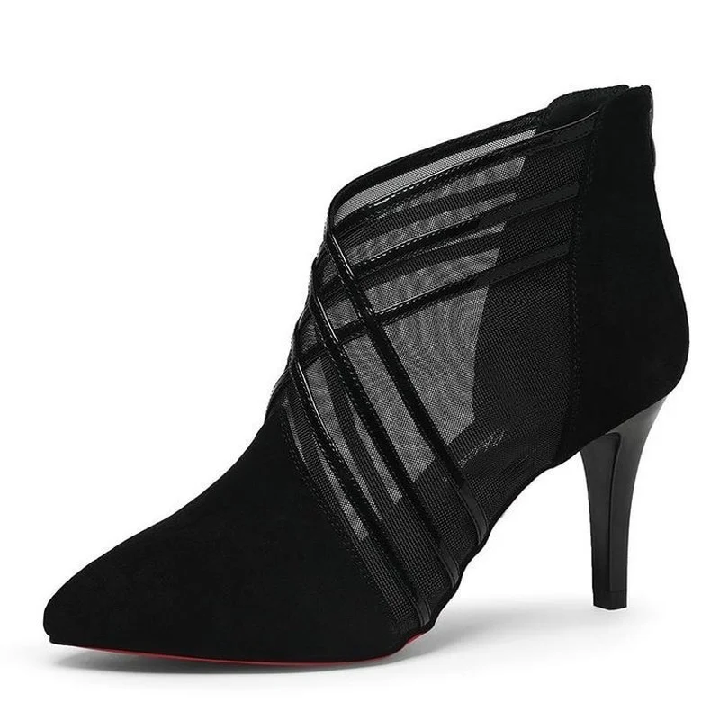 

2021 Summer Ladies New Sandals Pointed Toe Mesh Thick Heel Sexy Baotou Mesh Sandals Casual Wild Shoes Banquet Europe and America