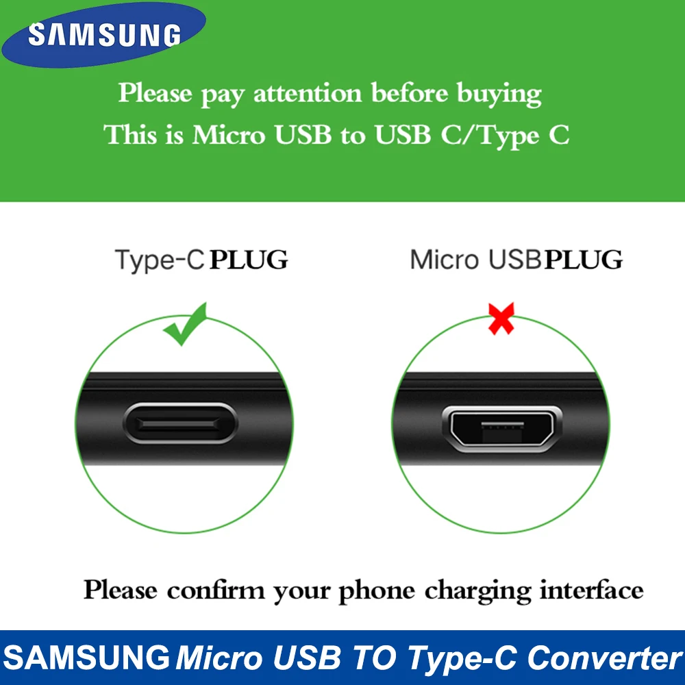 Переходник Samsung Micro USB в Type C оригинальный кабель c быстрое зарядное устройство Galaxy