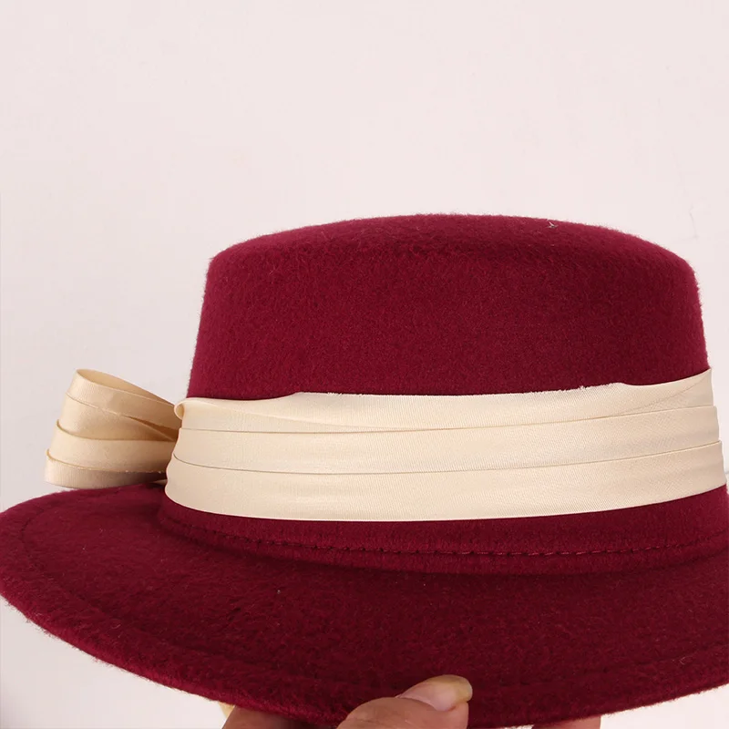Детская длинная тканевая вязаная шапка с бантом ретро, в стиле "бини", однотонная рыбацкая кепка на осень-зиму для 4-6 лет, 8 цветов.