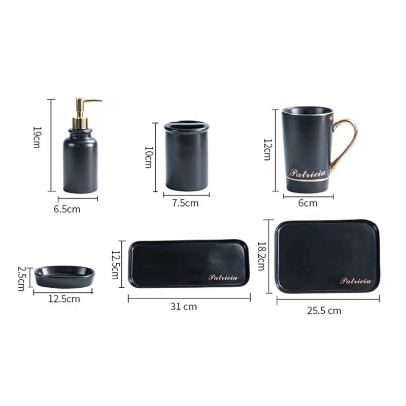 Матовый свадебный набор для ванной из шести предметов в скандинавском стиле