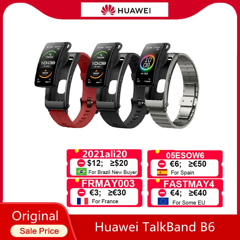 Смарт браслет Huawei TalkBand B6 с Bluetooth пульсометром и сенсорным экраном|Смарт-браслеты|
