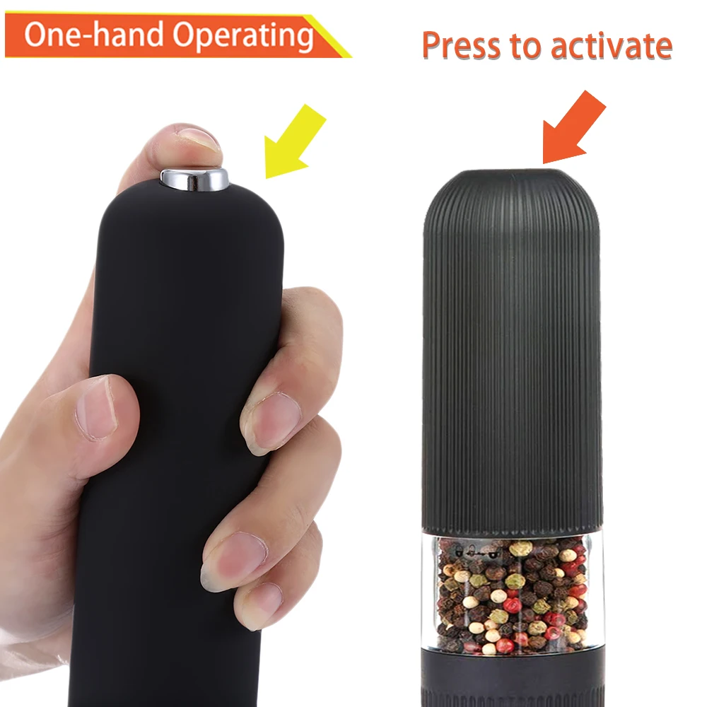 

Automatic Salt Pepper Grinder Set Electric Plastic Ceramic Burr Mill For Herb Pepper Spice Adjustable Kitchen Grinding Gadgets