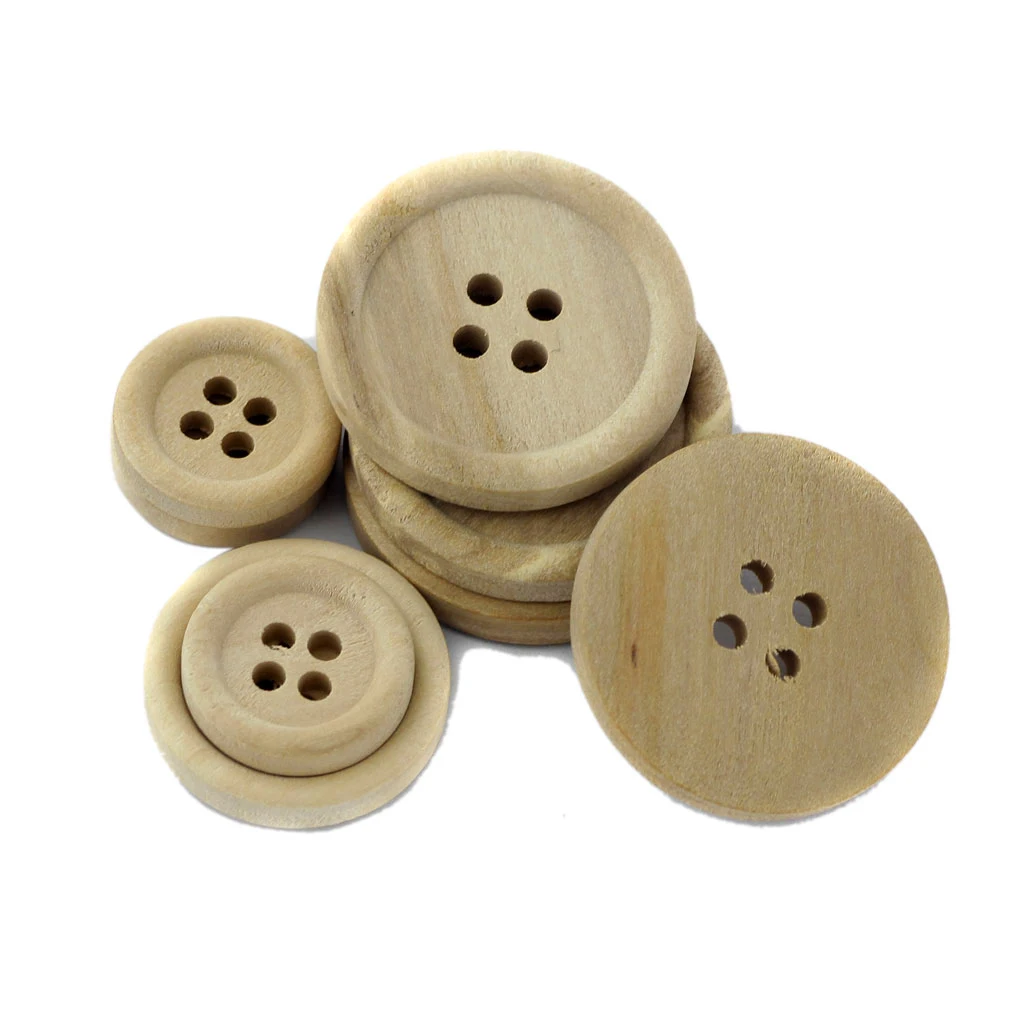 

Pack of 50 Round 4-Hole Wood Flat Sewing Button Bags Shoes 15mm 20mm 25mm
