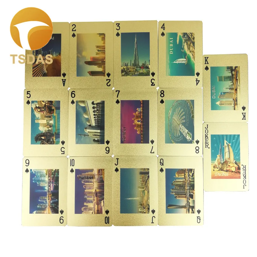 24K золотые игральные карты Позолоченные Burj Al Арабский Дизайн покерная игра