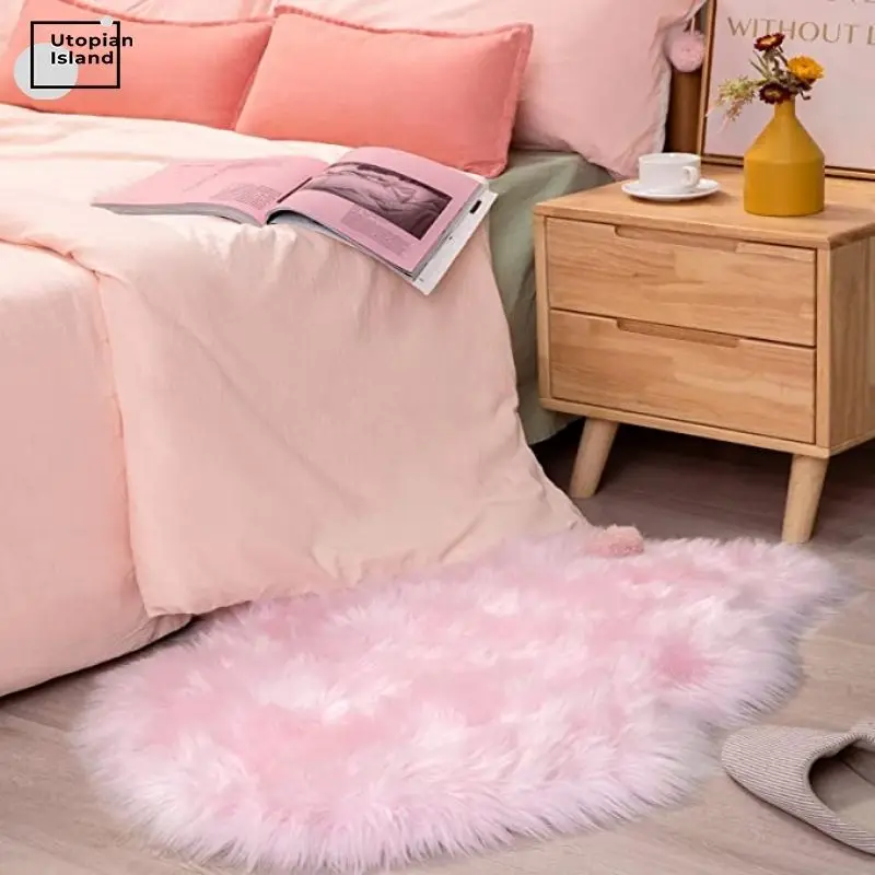 Мягкий ковер современный розовый для гостиной меховой плюшевый пушистый спальни