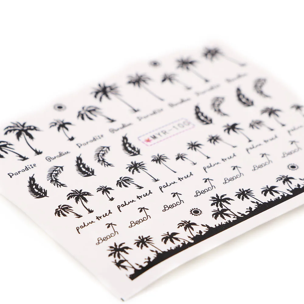 Наклейки для ногтей с пальмовым деревом летний супер Океанский ветер фольга