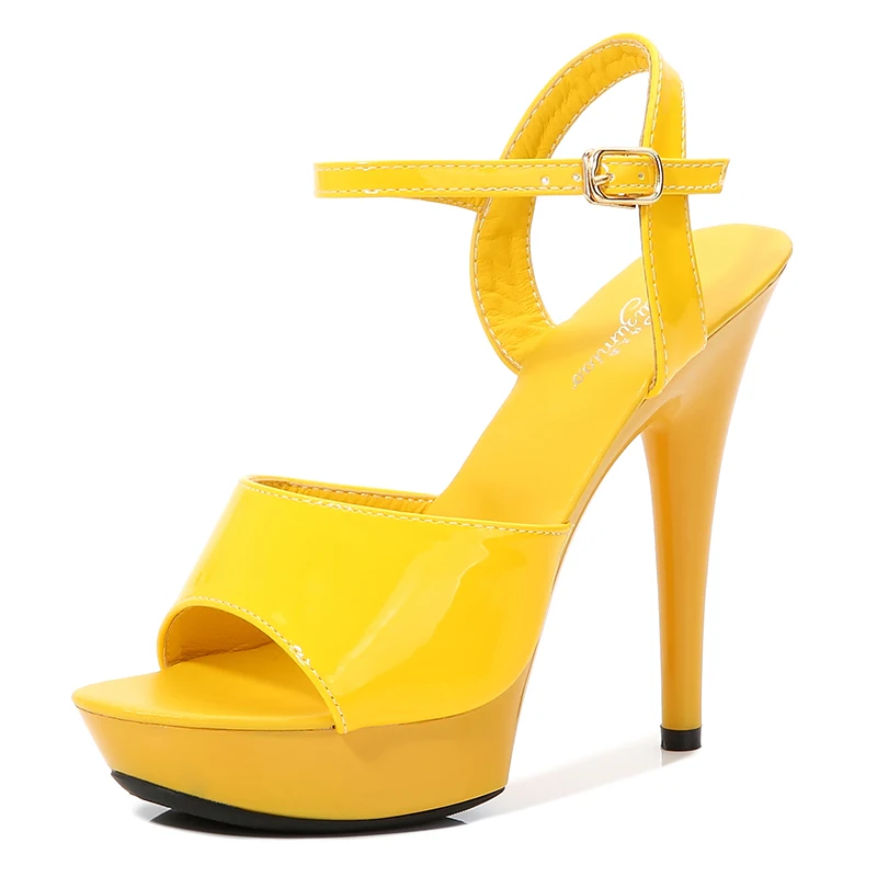 Heel 13cm Модельные босоножки на высоком тонком каблуке 13-17 см, пикантные черные летние туфли на платформе и высоком каблуке - Цвет: Heel 13cm
