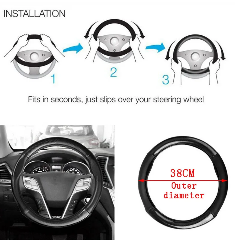 

Carbon fiber steering wheel cover 38cm auto parts are suitable for all BMW's 1 23 4 5 6 7 Series car interior models and styling