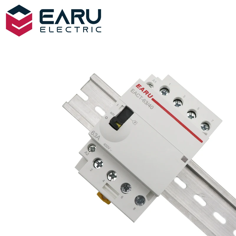 4P 32A 63A AC 220V 230V 50/60Hz Din Rail Household Modular Contactor With Manual Control Handle Switch 4NO 4NC 2NO 2NC 3NO1NC |