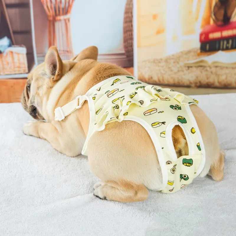 Трусики подгузники для собак моющиеся санитарные короткие с рисунком летнее