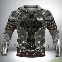 irish hoodie celtic knight with shamrock emblem metal armor hoodies 3d jacket menwomen new fashion tracksuit casual streetwear