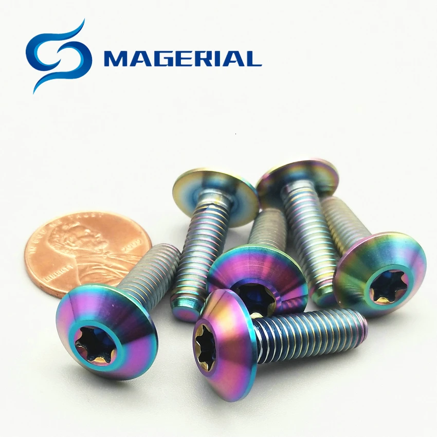 Ti Болт M6, 12 мм, 15 мм, 20 мм, титановые болты, тонкая ферма, головка Torx, для мотоцикла, DIY, оболочка, винт Ti, винты Ti, крепеж, 6 шт