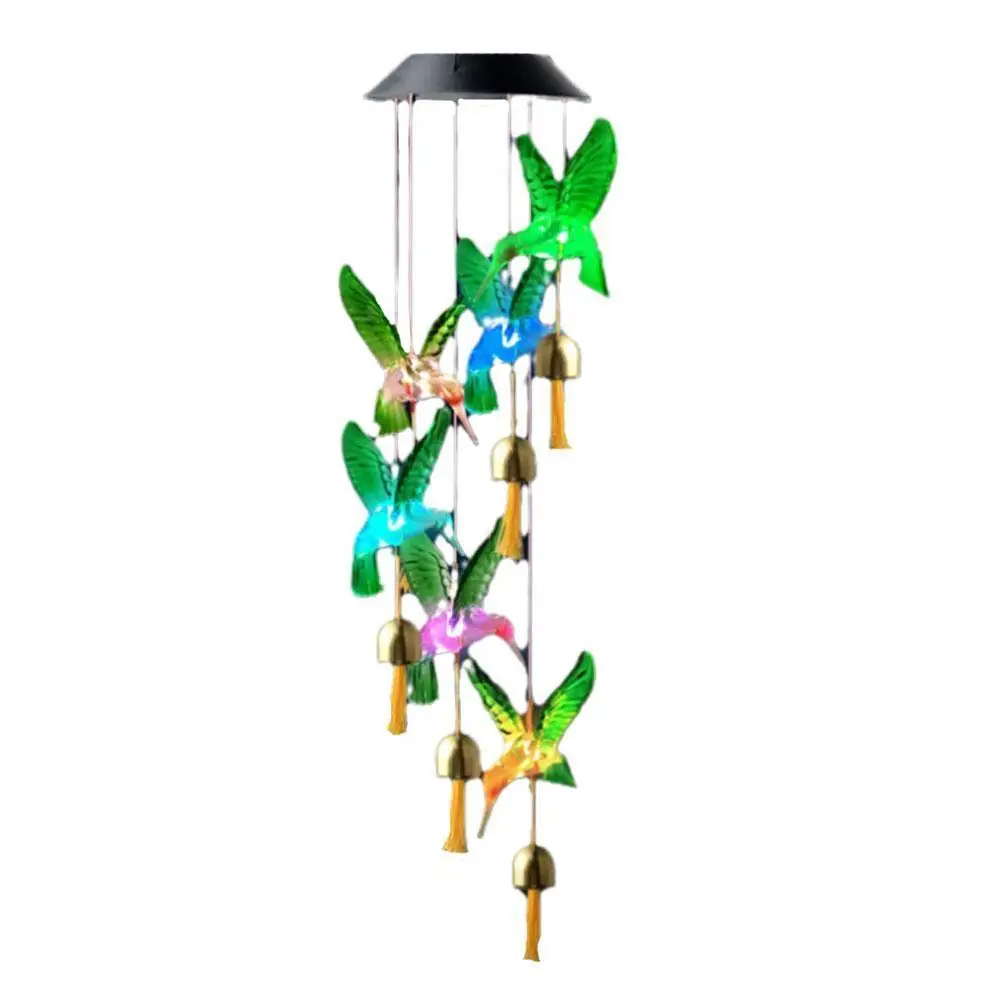 

Меняющая цвет ветряная колокольчик на солнечной энергии хрустальный шар Колибри бабочка водонепроницаемый уличный ветряной Колокольчик д...