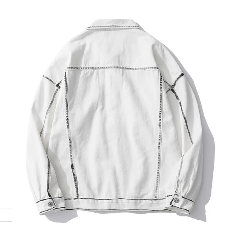 

KIOVNO Men Fashion Cargo Denim Jackets Loose Casual Outwear Top Male Streetwear Hip Hop