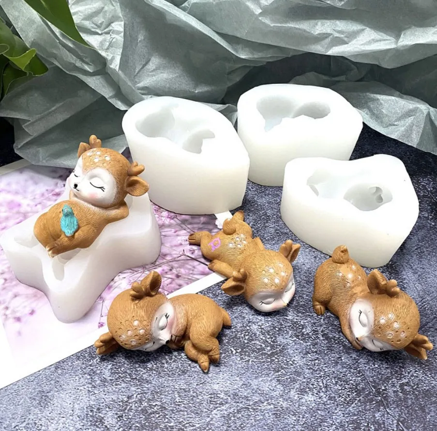 

Силиконовая форма Sika в форме оленя Fandant для шоколадного торта, 3D олененок, пищевой силикон декоративная форма