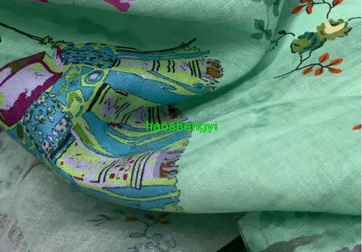 Ткань из рами в китайском стиле с цифровым принтом | Дом и сад