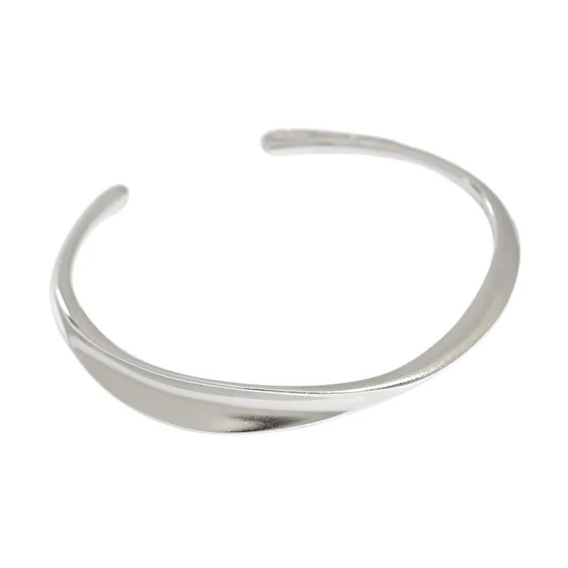 

Korean version of ins niche irregular S925 sterling silver open bracelet female texture silver bracelet not easy to fade