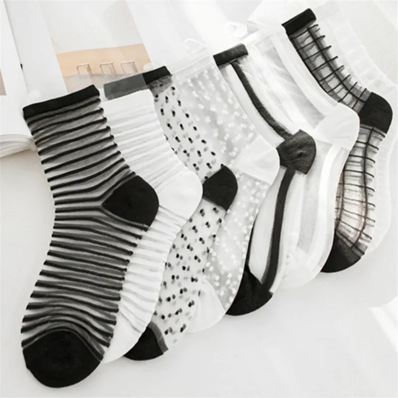 

Fashion Sexy Women Socks New Product Crystal Silk Tide Socks Spring Summer Transparent Lace Mesh Fishnet Socks Lady Cool Sox