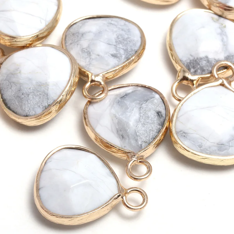 

New Natural Stone Pendant Water Drop Shaped White Turquoises Faceted Pendant Necklace for DIY Jewelry Birthday Gift Size 13x18mm