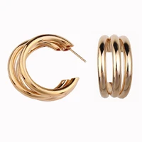 2020 trendy metal multilayer ring shape earrings for women girls simple and elegant jewelry fashion accessories