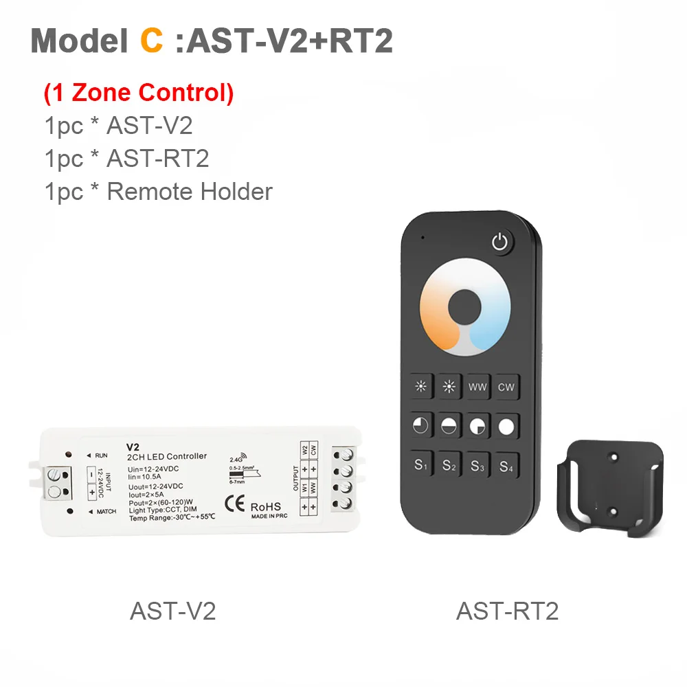 Model C CCT светодиодный контроллер 12 В 24 В 2CH 10A RF 2,4G беспроводной пульт дистанционного управления 12 вольт WW CW умный Wi-Fi затемнитель контроллер для двойной белый Одиночный цвет CT светодиодные полосы света - Color: Model C
