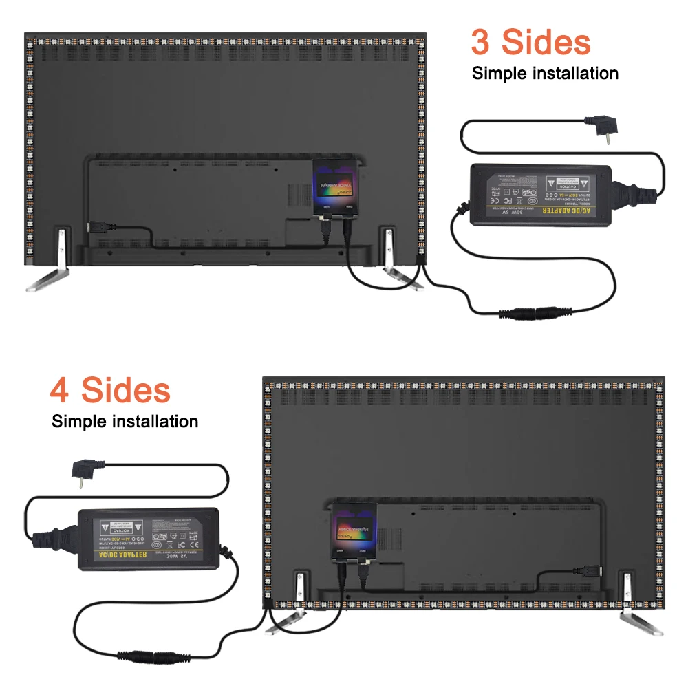 DIY Ambilight HD tv, настольный ПК, экран мечты, USB Светодиодная лента, набор HD ТВ, компьютерный монитор, подсветка WS2812B, Светодиодная лента, 1 м, 2 м, 3M, 4M, 5 м