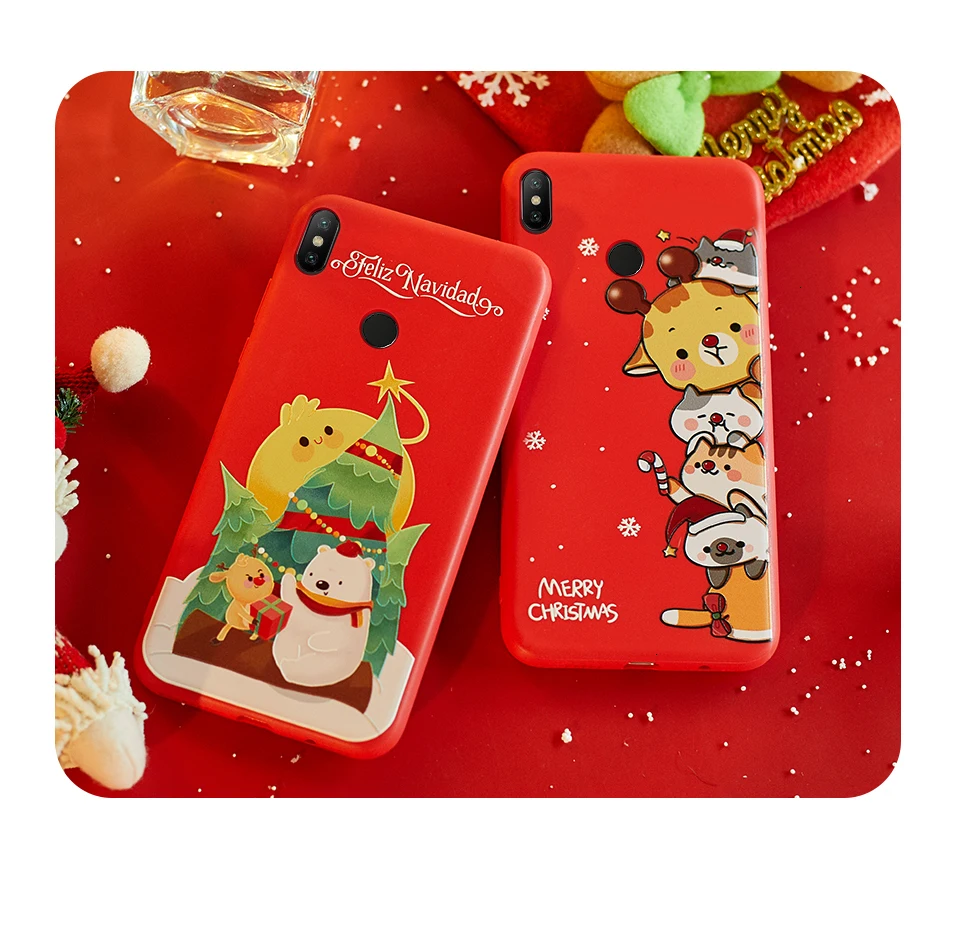 Новогоднее украшение чехол с принтом "Санта Клаус" для спортивной камеры Xiao mi Red mi Примечание 7 5 Чехол Рождественский подарок для Xiaomi mi A1 A2 Lite mi 8-9(США); красные mi 5 Plus