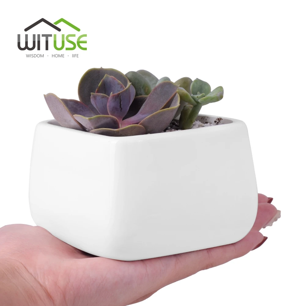 

WITUSE 4pcs For Flower Pot Planter white Ceramic Flower Pot Indoor Flower Desktop Succulent Plants Bonsai Plant with Pot Tray