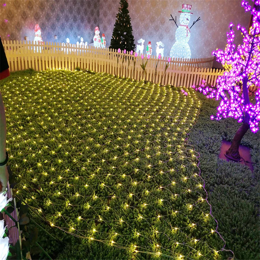Thrisdar 2x2M 2X3M светодиодный сетчатый Сказочный светящийся шнурок, дерево-светло-бежевый палантин, Рождественская елка, отель, уличная, праздничная Свадебная сетка, сосулька, свет