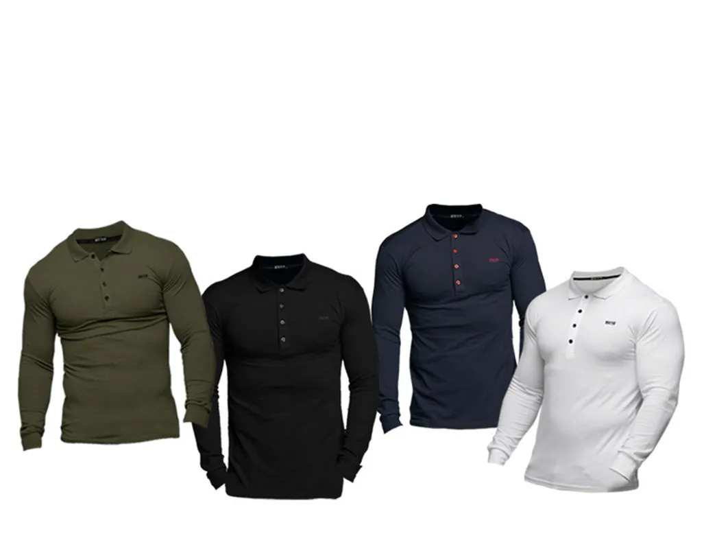 

Spring New Men's Trend Long-Sleeved Polo Shirt Fitness Sports Running Training Leisure Business Self-Cultivation Fashion T-Shirt