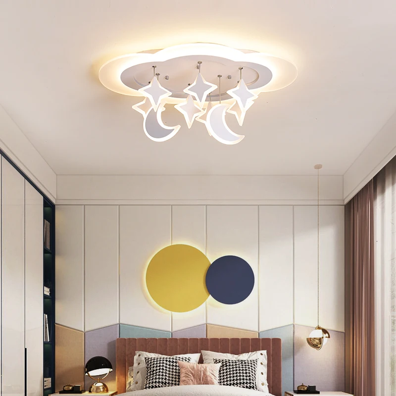 

Creative Star/Moon/Cloud Modern led Ceiling Lights Surface Mount White Ceiling Lamp for Children's Room Kids room Bed Studyroom