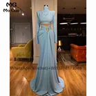 Женское вечернее платье с юбкой-годе, длинное шифоновое плиссированное платье с длинным рукавом и высоким воротником, для выпускного вечера, 2021