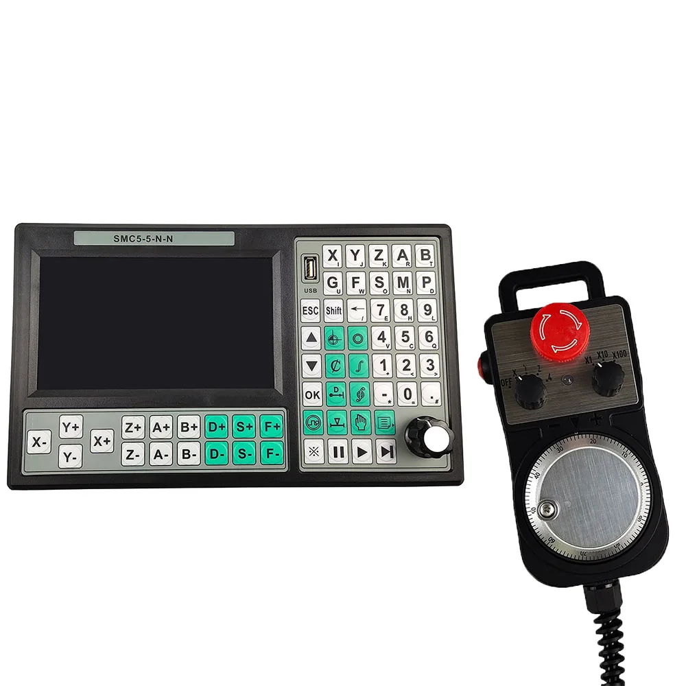 5-axis off-line CNC controller set 500KHz motion control system 7-inch screen 6-axis emergency stop handwheel SMC5