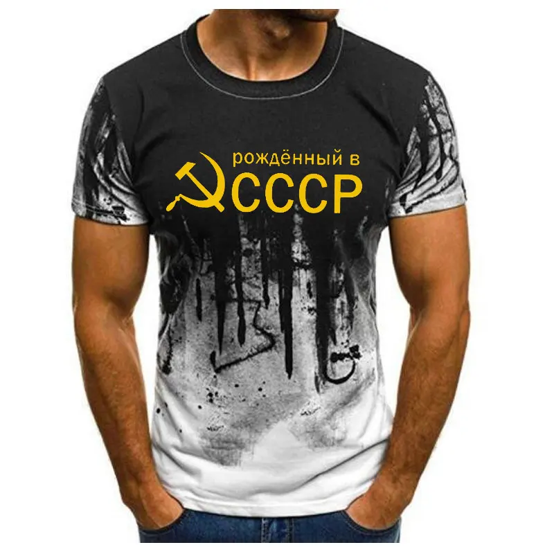

New Mens T-Shirt Summer CCCP Russian T Shirts Men USSR Soviet Union Man Short sleeve Tshirt Moscow Mens Tees O Neck Tops S-6XL