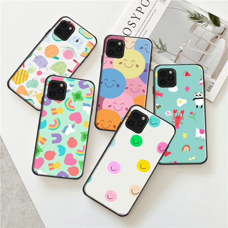 

Cute Smiley Color Phone Case For iPhone 11 12 6 7 8 Plus X XR XS MAX 11 12 Pro MAX SE 2020 12 Mini Funda Coque Carcasa Cases