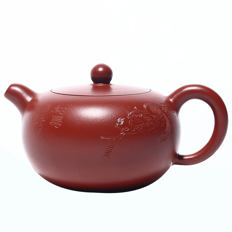 

Squirrel Circle Of Heaven Dark-red Enameled Pottery Teapot Goods Bright Red Robe Manual Infusion Of Tea Kettle Tea Set Gift