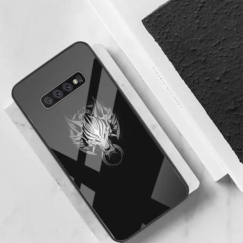 

COOL Wolf Head Phone Case Back Cover For Samsung Cases S20 Plus S10 NOTE 8 9 10 10PRO Tempered Glass Soft Silicone Edge
