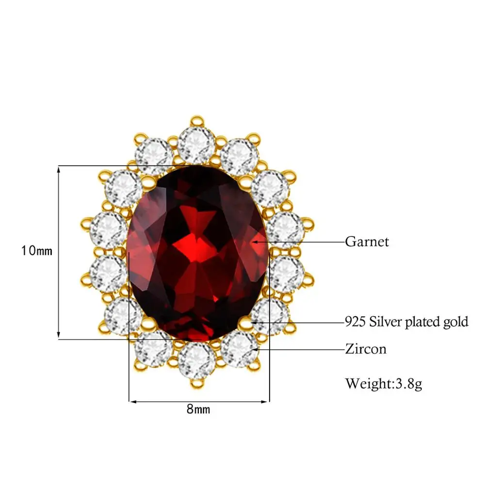 

Silver Chakra Silver Earrings 925 Women 14K Gold Jewelry Red Garnet Gemstone Studs Earrings Trendy Creative Party Christmas Gift