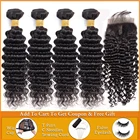 Пряди натуральных волос Lanqi, волнистые, с застежкой, 3-4 пряди, бразильские волосы не Реми