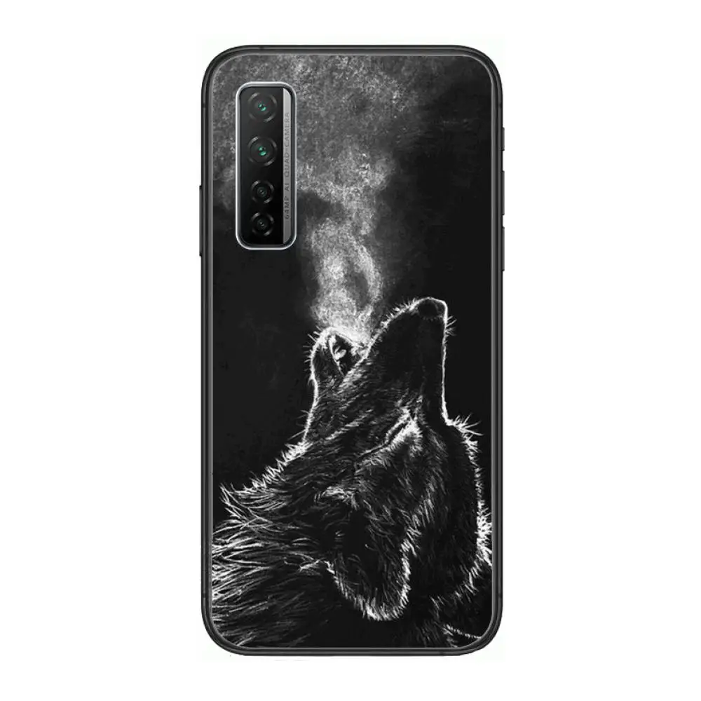 

Wolf moon howling wolf Phone Case For Huawei Nova 2 3 4 5 6 7 8 SE i E Pro Lite Black Etui Coque Painting Hoesjes comic fashion